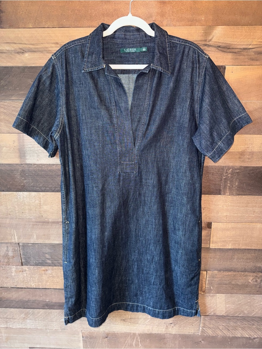 LAUREN Ralph Lauren Dark Denim Short-Sleeve Jean Dress